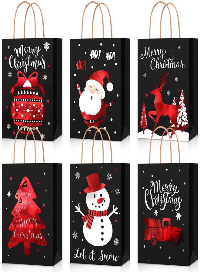 Containlol 24 Pcs Christmas Paper Gift Bags with Handles Foil Xmas Kraft Paper Favor Bags Christmas Treat Bags Black Gold Glitter Candy Goodie Bags for Holiday Party Favors Decor Supplies - Image 1